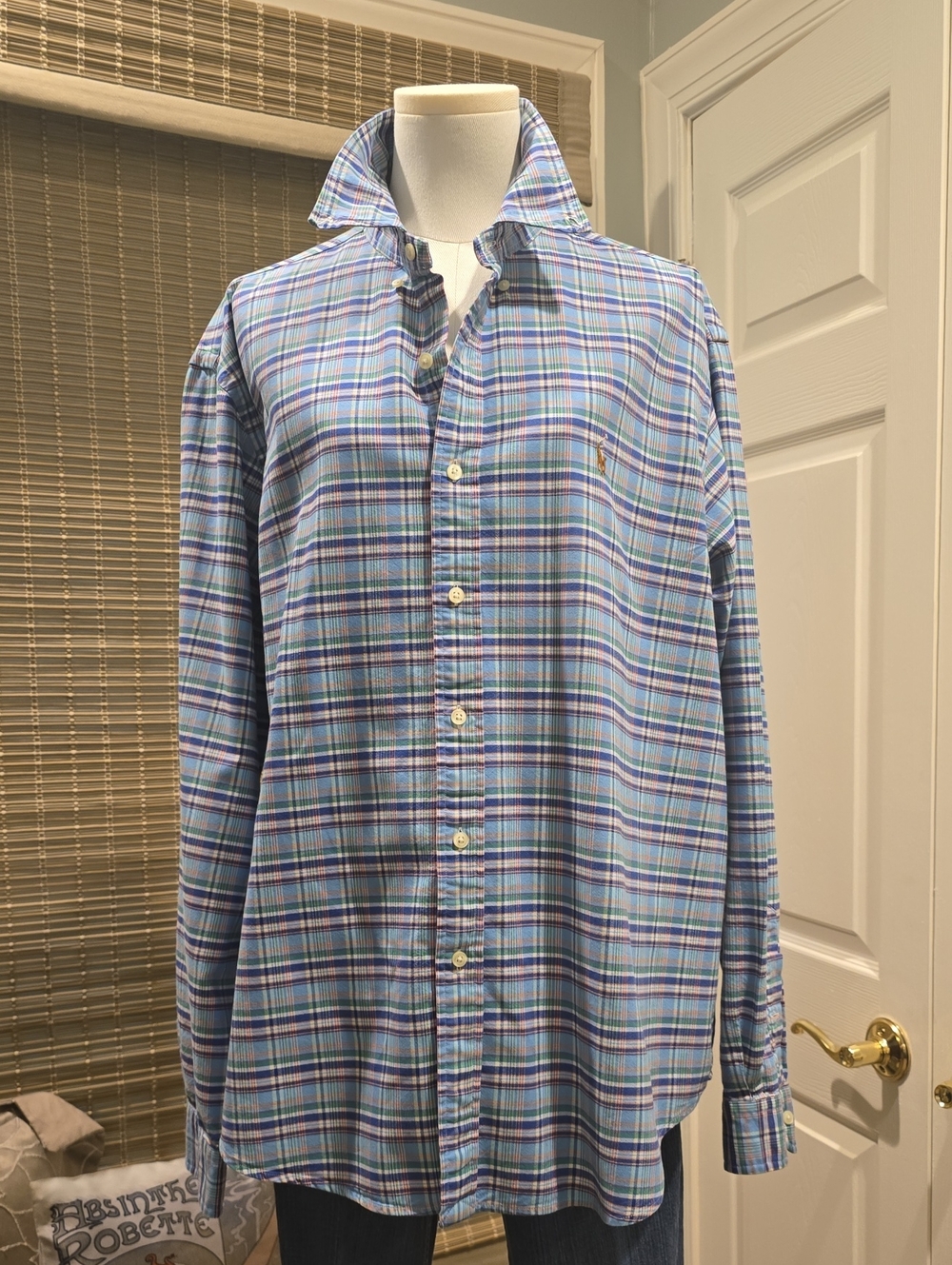 Polo by Ralph Lauren Blue and Green Plaid Button-Down Shirt